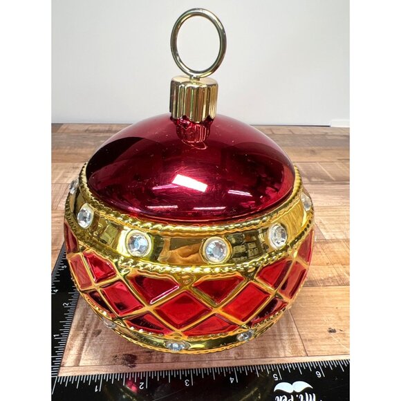 Luxury Red & Gold Jeweled Christmas Ornament Decoration Large - Picture 5 of 5